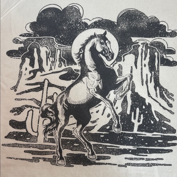 Zutter white cropped horse rearing graphic sweatshirt saguaro long sleeve - Picture 15 of 16